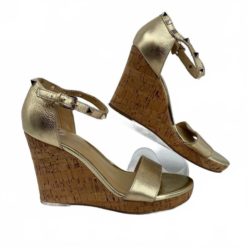 Marc Fisher Gold Studded Wedges | Women's Leather Size 8.5